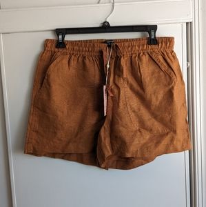 Quince linen shorts in terracotta, size M